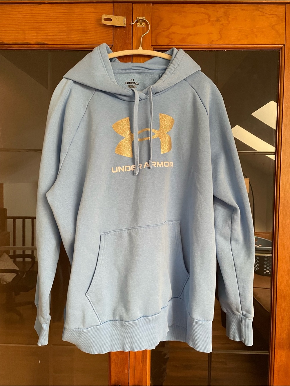 Under Armour Light Blue Pullover Hoodie with Gold Logo